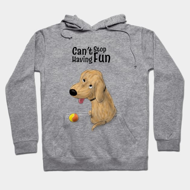 Cannot Stop Having Fun Cartoon Dog Hoodie by Xavier Wendling